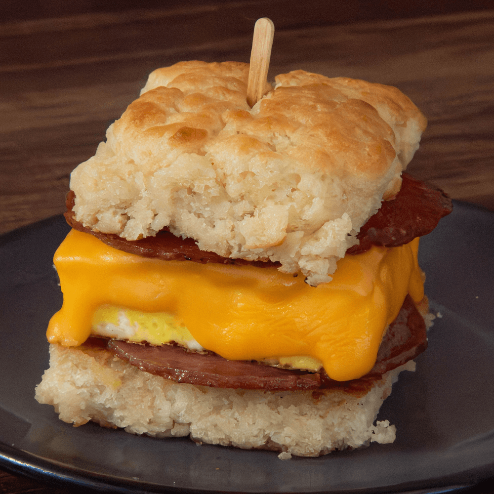 Butter Baked Biscuit Sandwich with Taylor Ham, Egg and Cheese