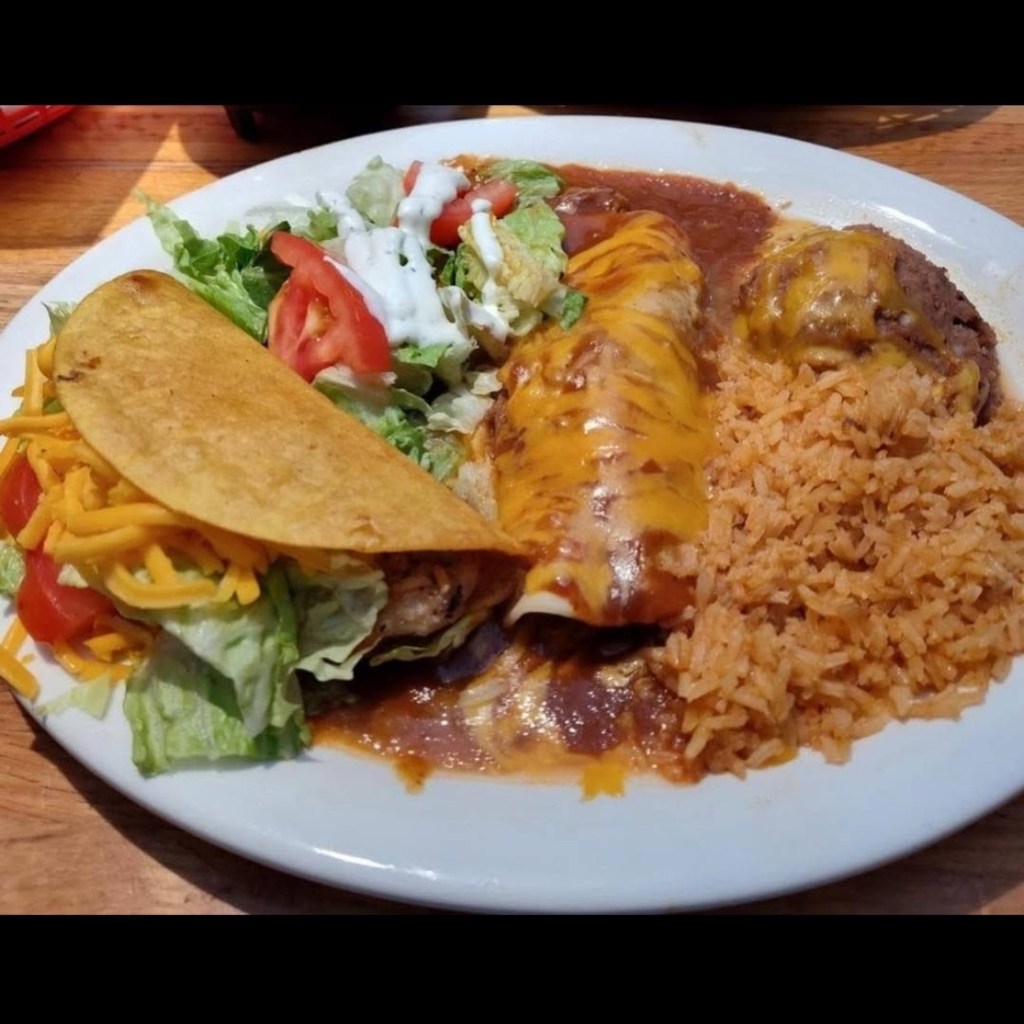 Chicken Taco, Beef Enchilada Combo