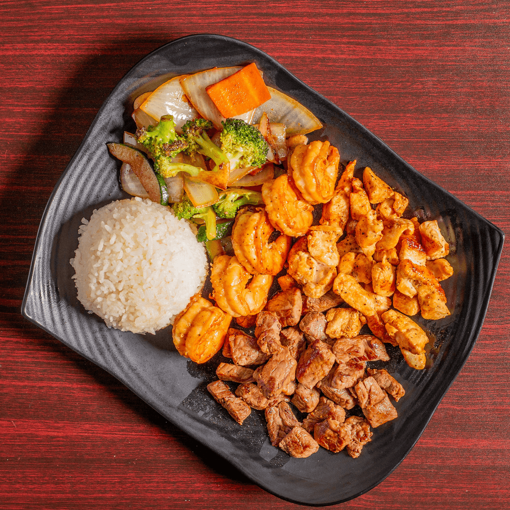 Hibachi Chicken, Steak and Shrimp