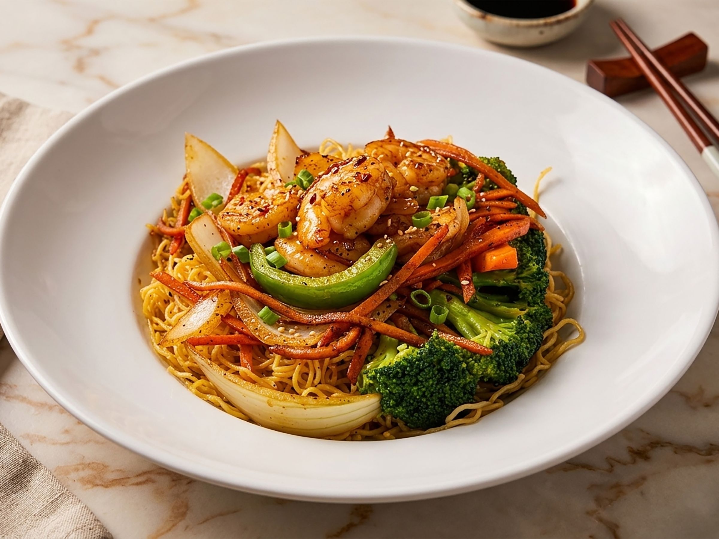 E2. Shrimp Egg-Noodle Stir-Fry