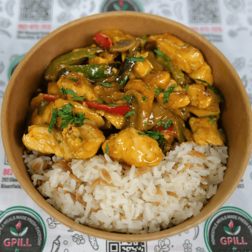 Chicken Spicy Curry Sauce With Rice