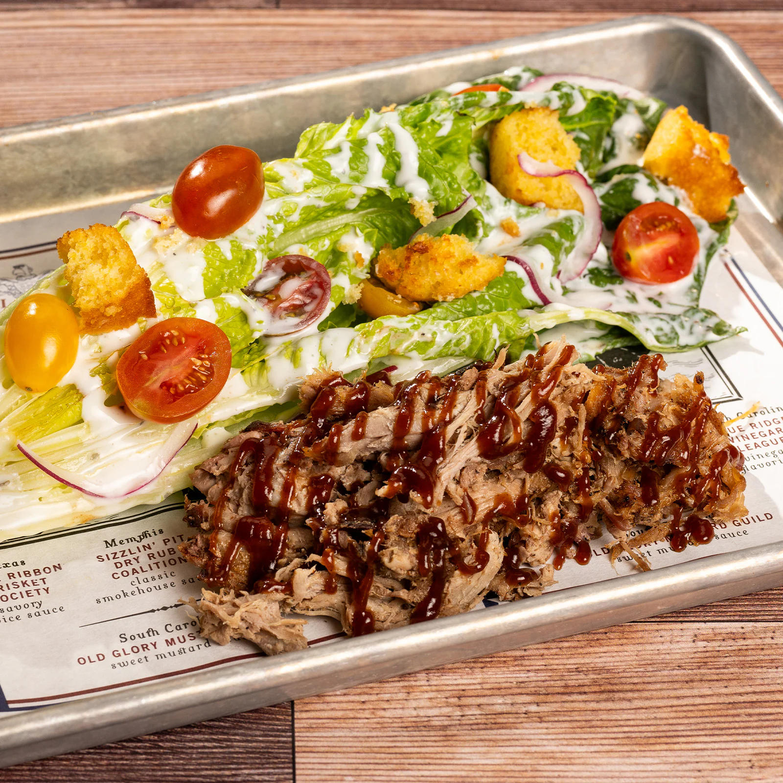 House Wedge Salad with Pulled BBQ Pork