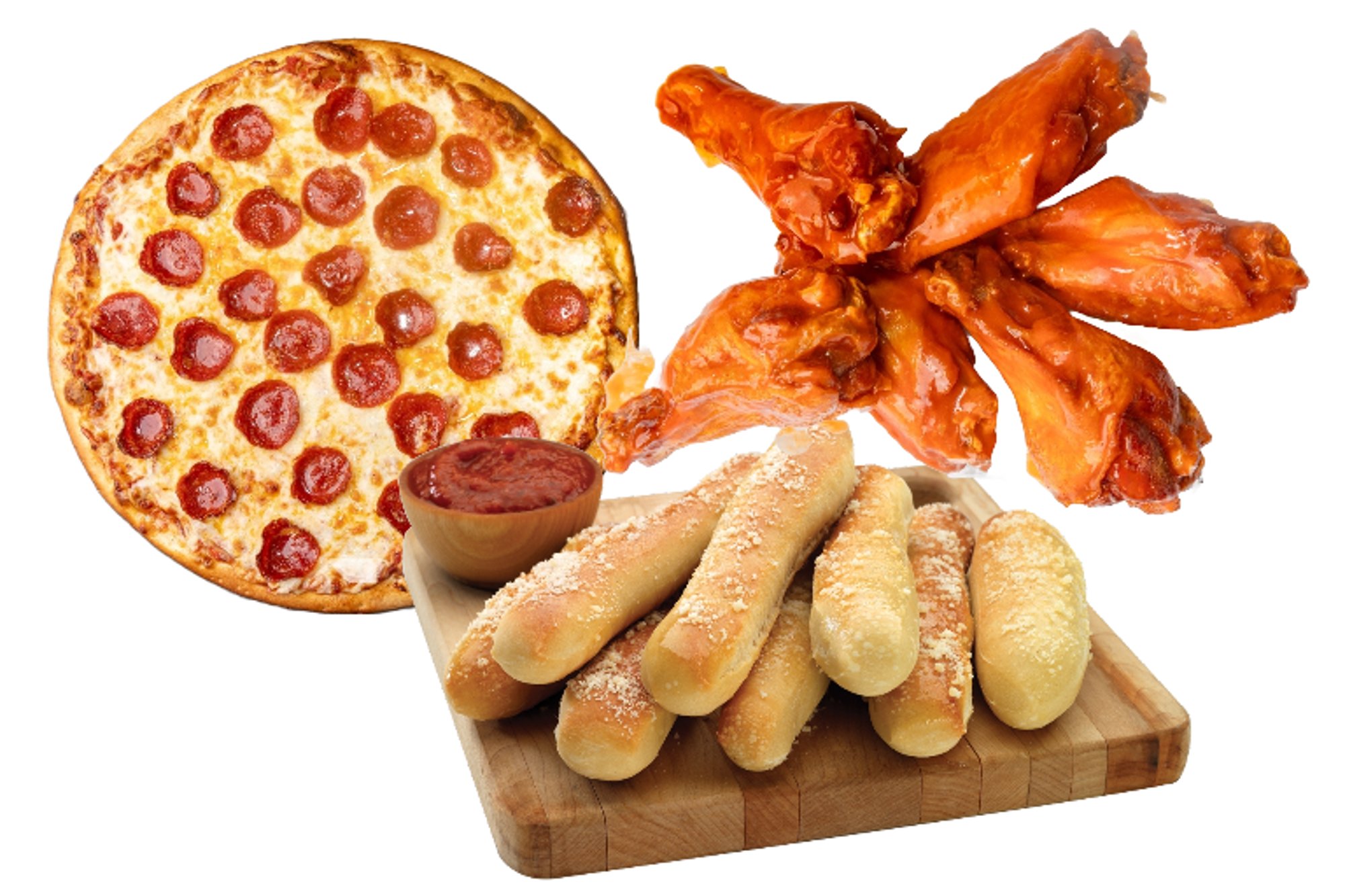 Large One Topping, 8 Wings, Breadsticks
