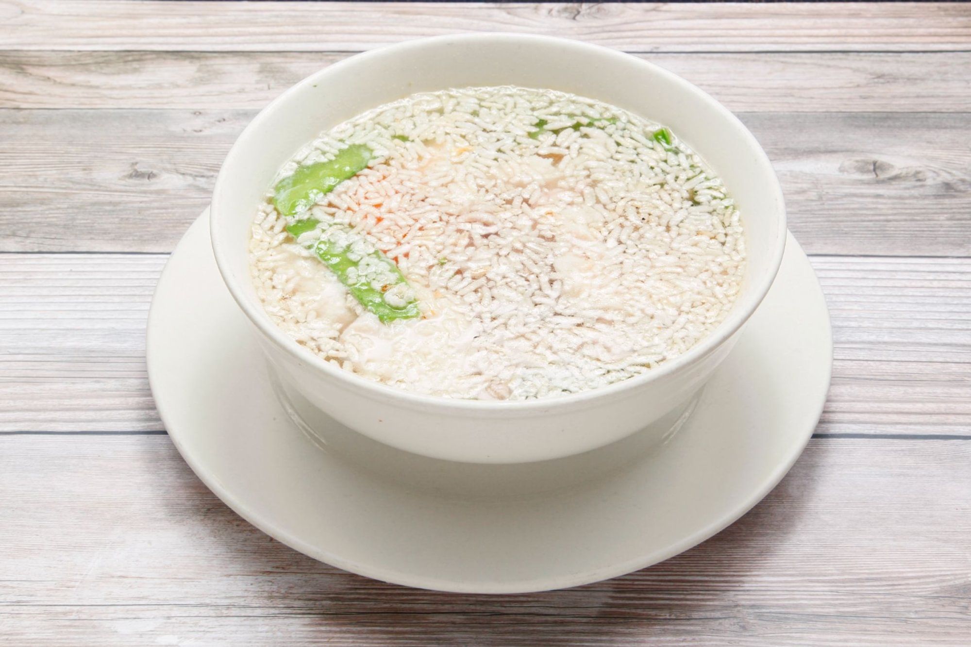 Three flavors sizzling rice soup / 三鲜锅巴汤