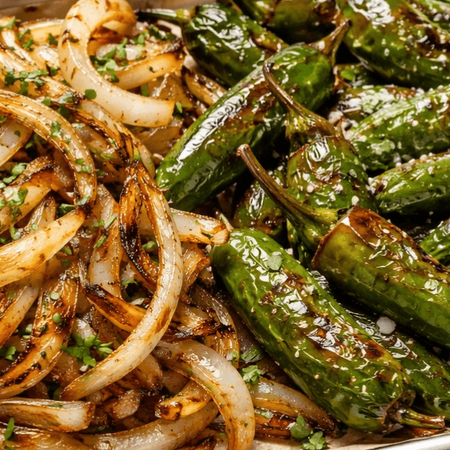 GRILLED JALAPENOS AND ONIONS