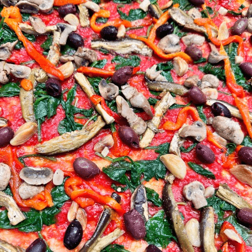 Roasted Eggplant Pizza With Roasted Red Pepper (Red Sauce)
