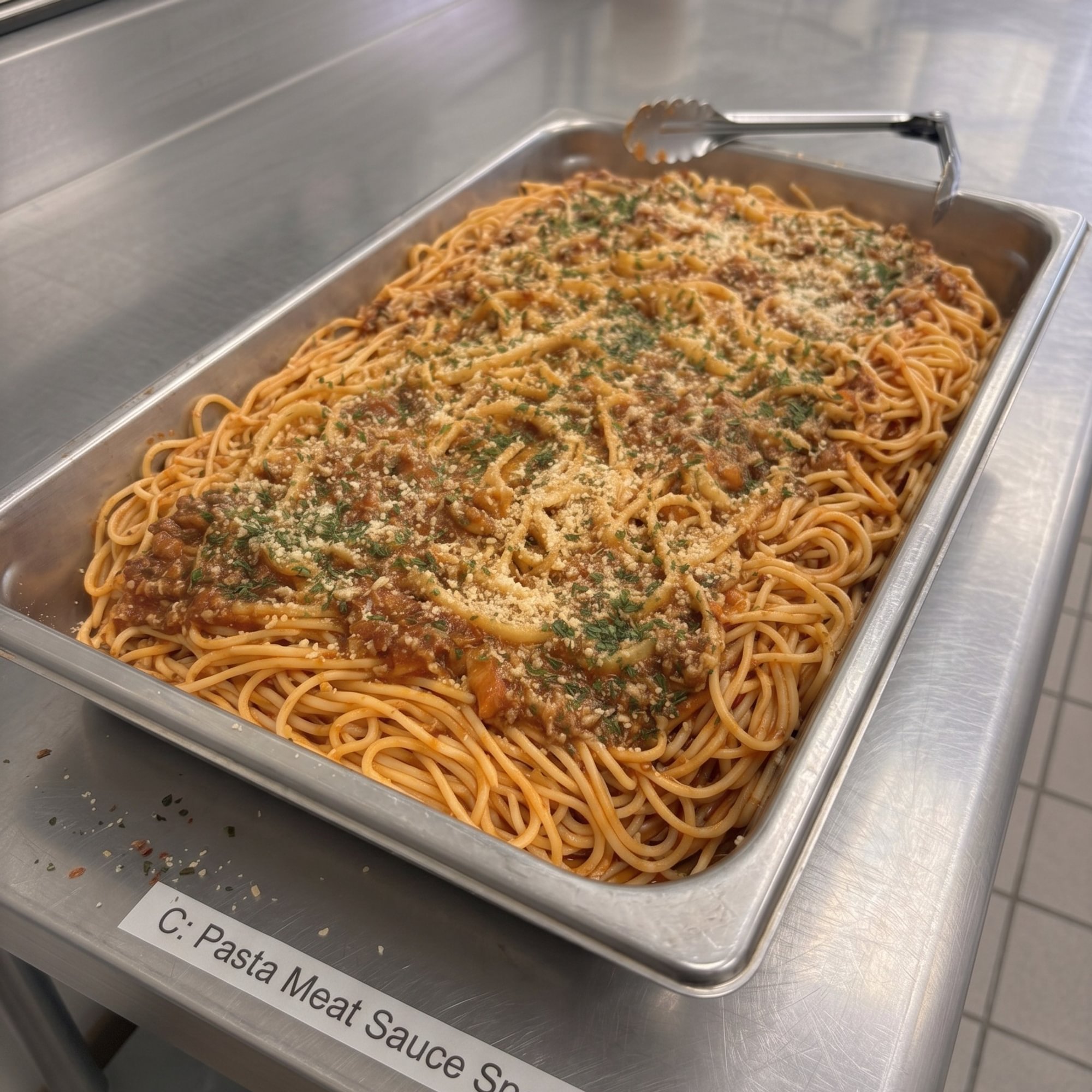 C: Pasta Meat Sauce Spaghetti Tray