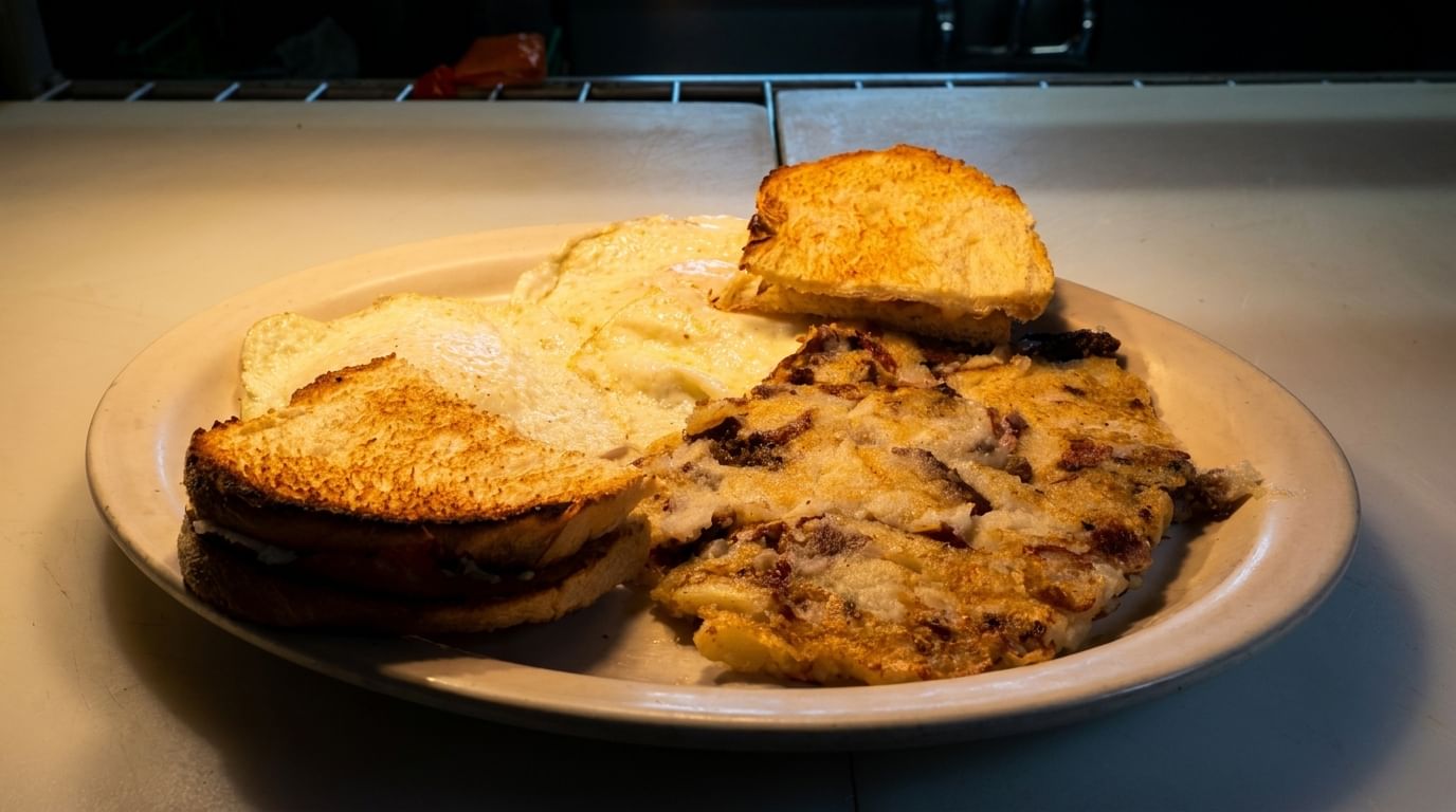 Roast Beef Hash w/2 Eggs, Toast & Jelly