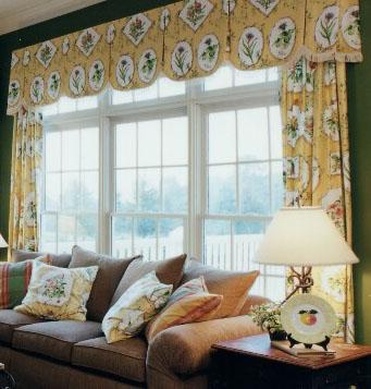 The yellow fabric adds to the setting of the couch and cushions to create a beautiful play of colors and pattern.