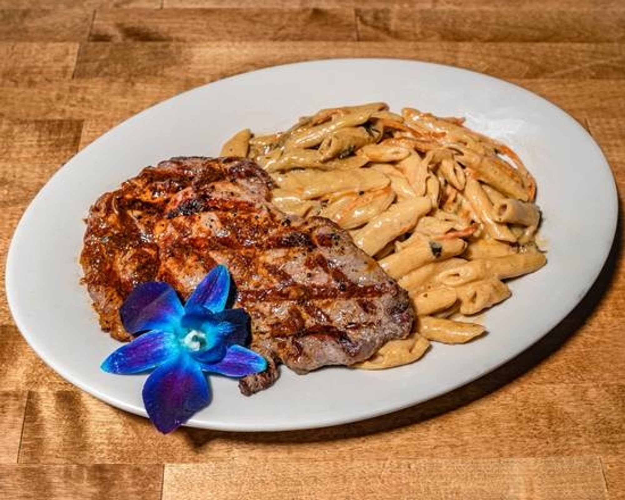 Rasta Pasta with Steak
