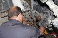 Mechanics at Bauer Built repair wheel end work for commercial fleet customers. Mechanics at Bauer Built repair wheel end work for commercial fleet customers.