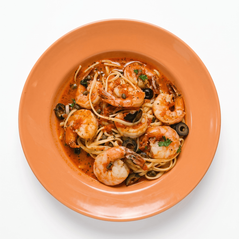 Linguine alla Puttanesca con Gamberi