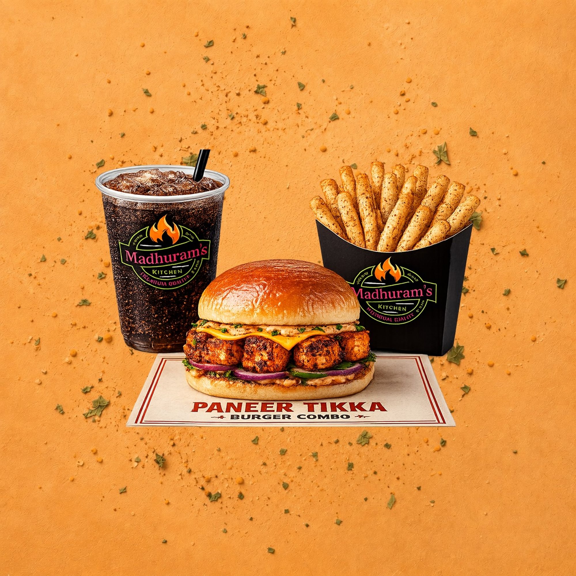 Paneer Tikka Burger Combo