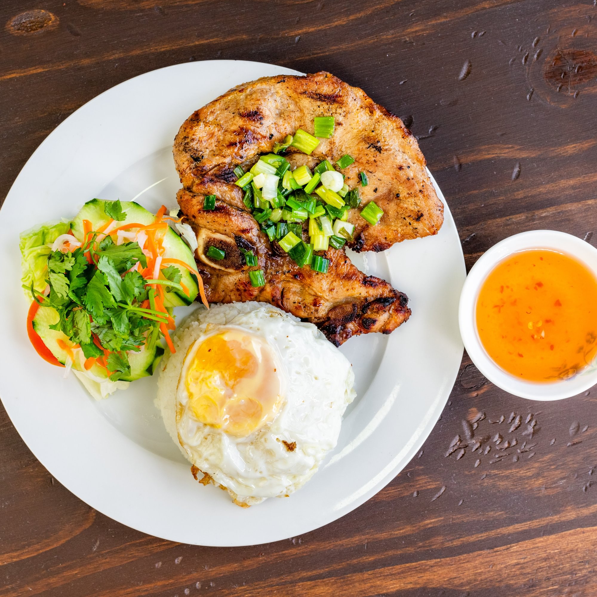 Rice Plate with Grilled Pork Chop & Fried Egg