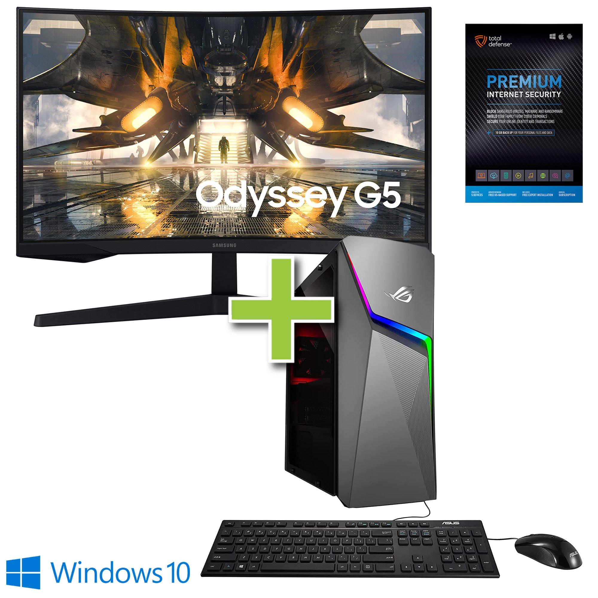ASUS Gaming Desktop PC w/ Total Defense Internet Security, and 27" Curved Monitor