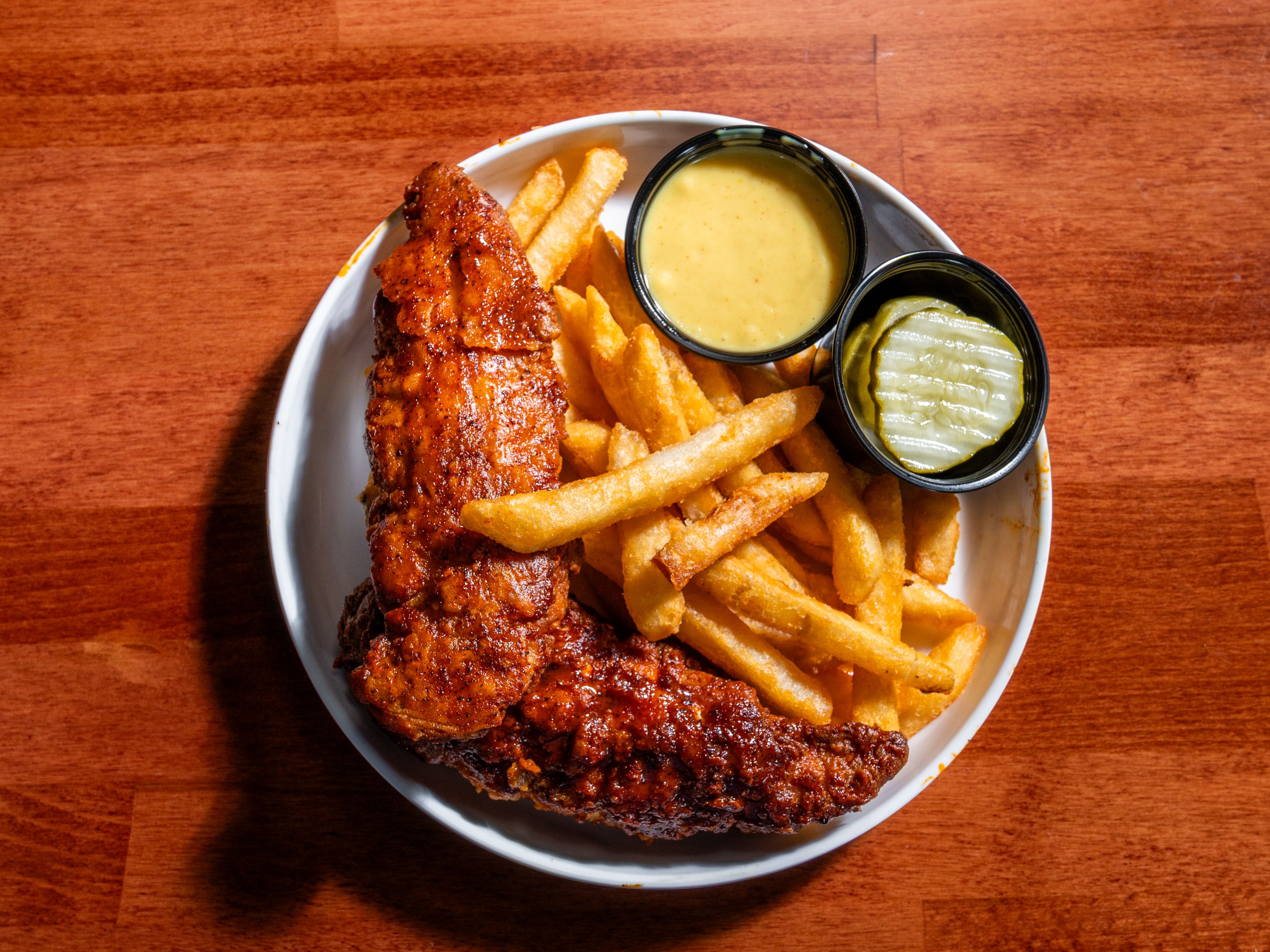 Chicken Tenders; Crispy Fries.