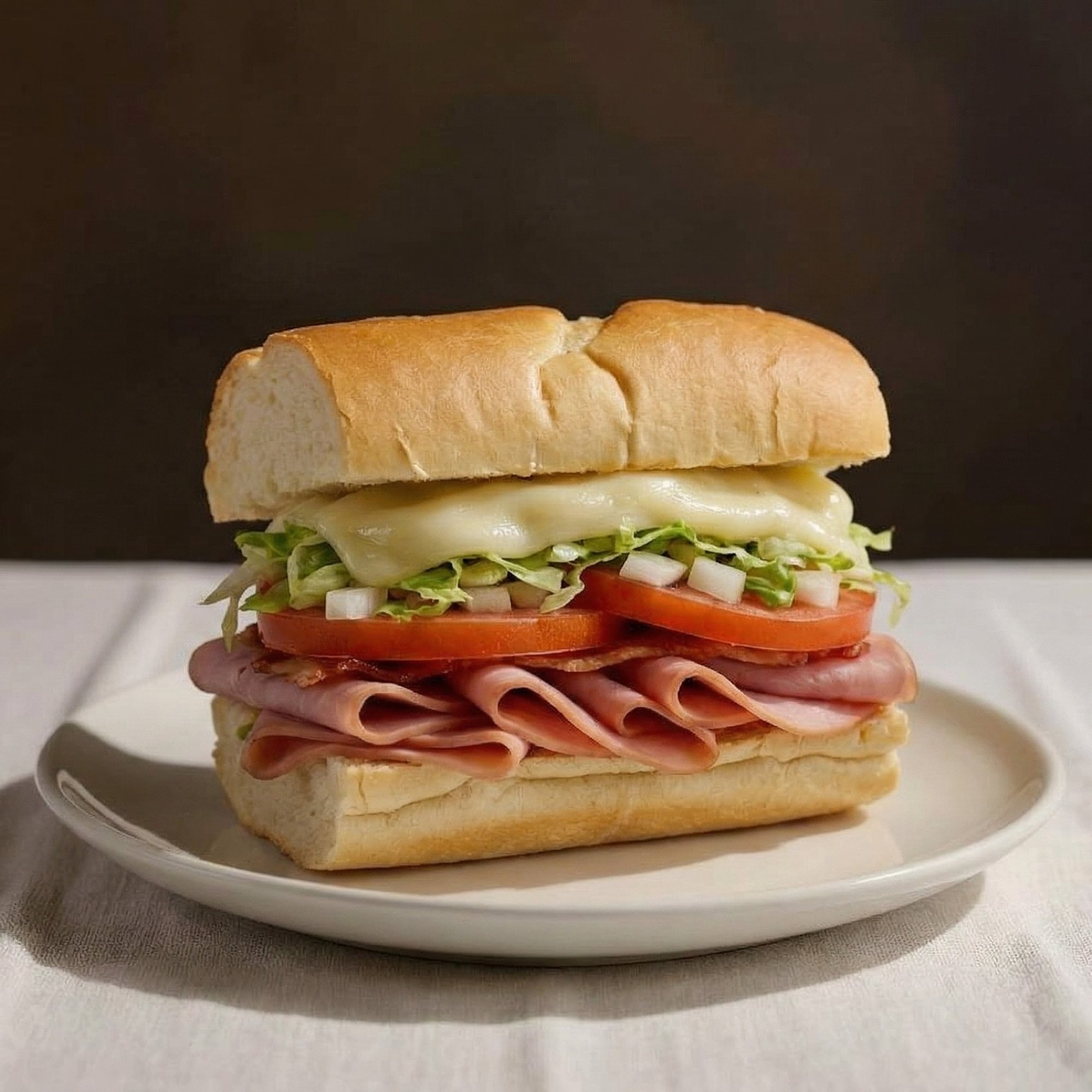 Sandwich Miami, Jamon, Queso, Pavo, Bacon, Lechuga y Tomate