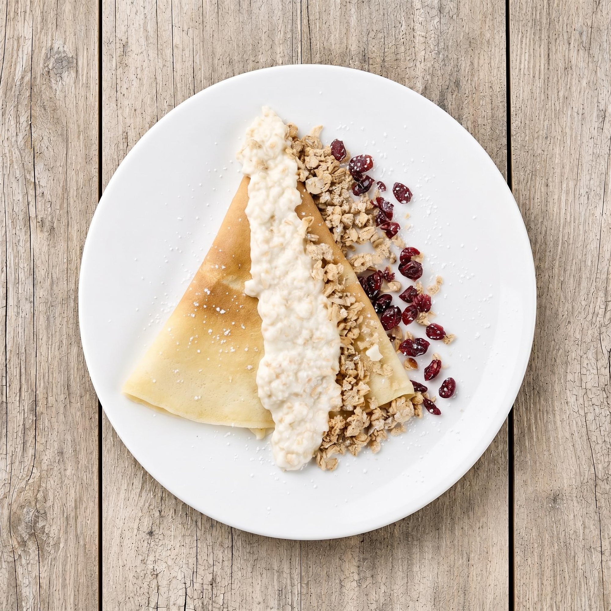 Greek Yogurt warm oats & granola crepe
