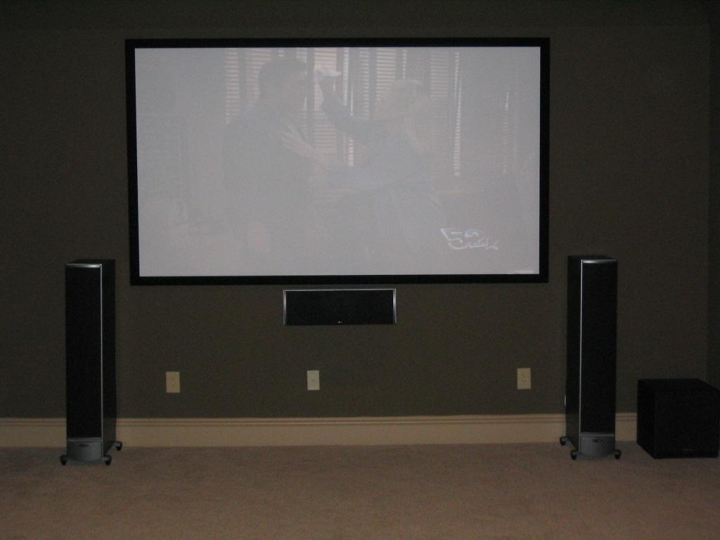 5.1 surround sound with tower speakers and Screen Innovations.