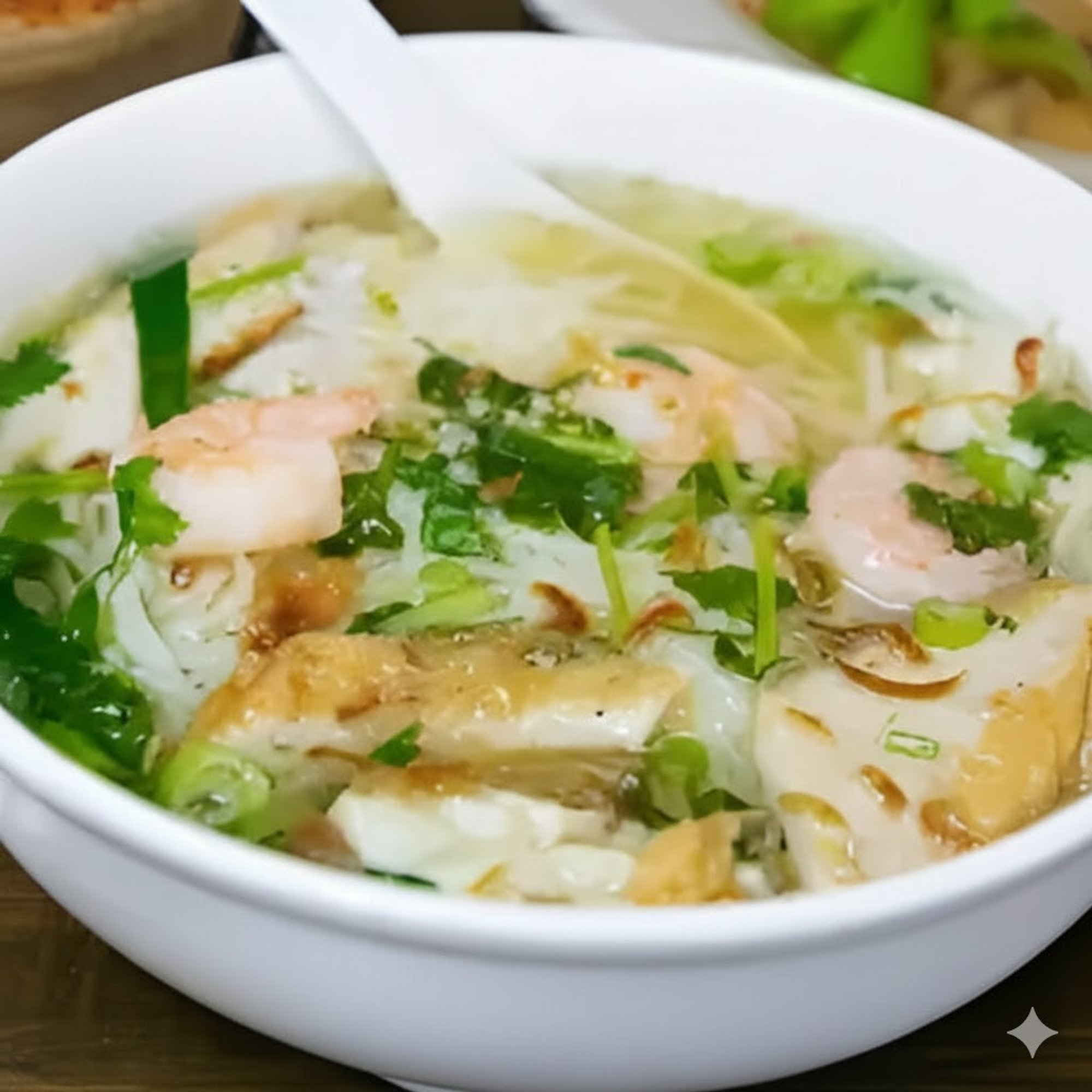 Combination Seafood Rice Noodle Chicken Soup