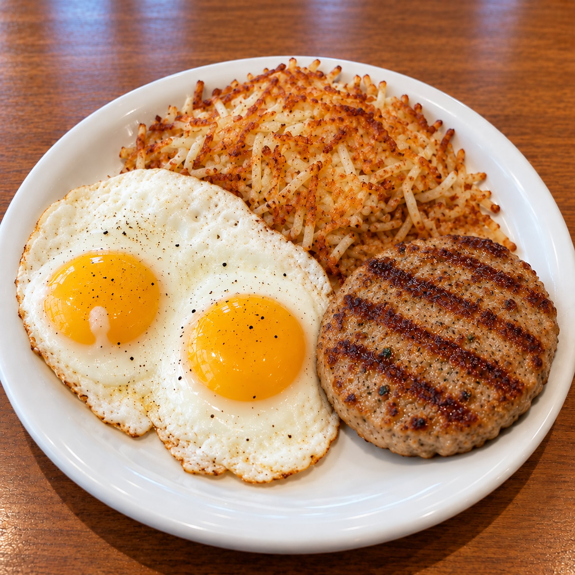 Turkey Hamburger Patty & Eggs