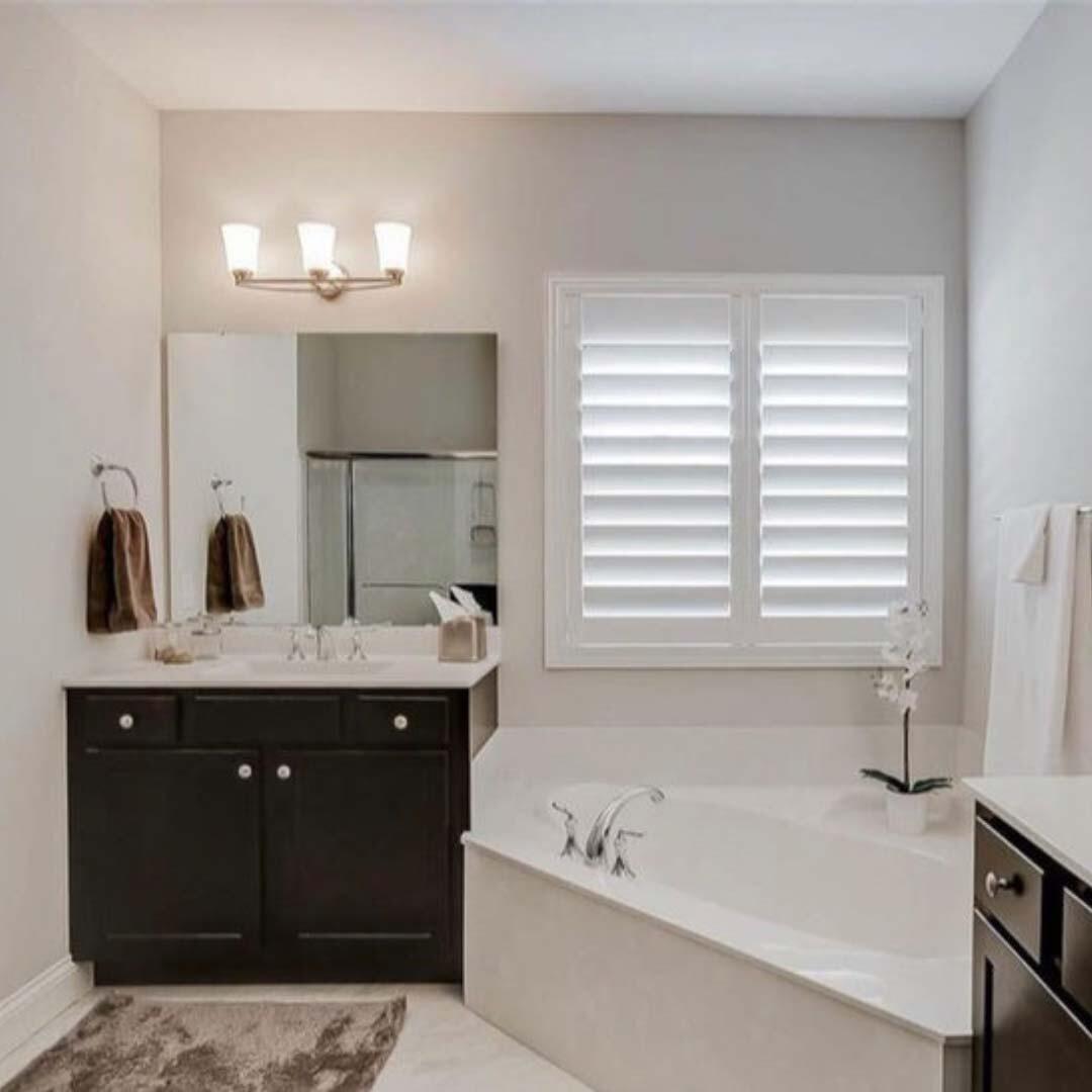 plantation shutters in a bathroom