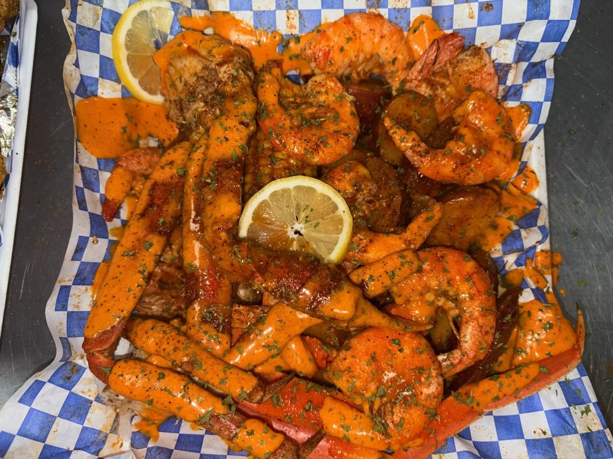 1/2 LB Shrimp, Sausage, Potato & Corn
