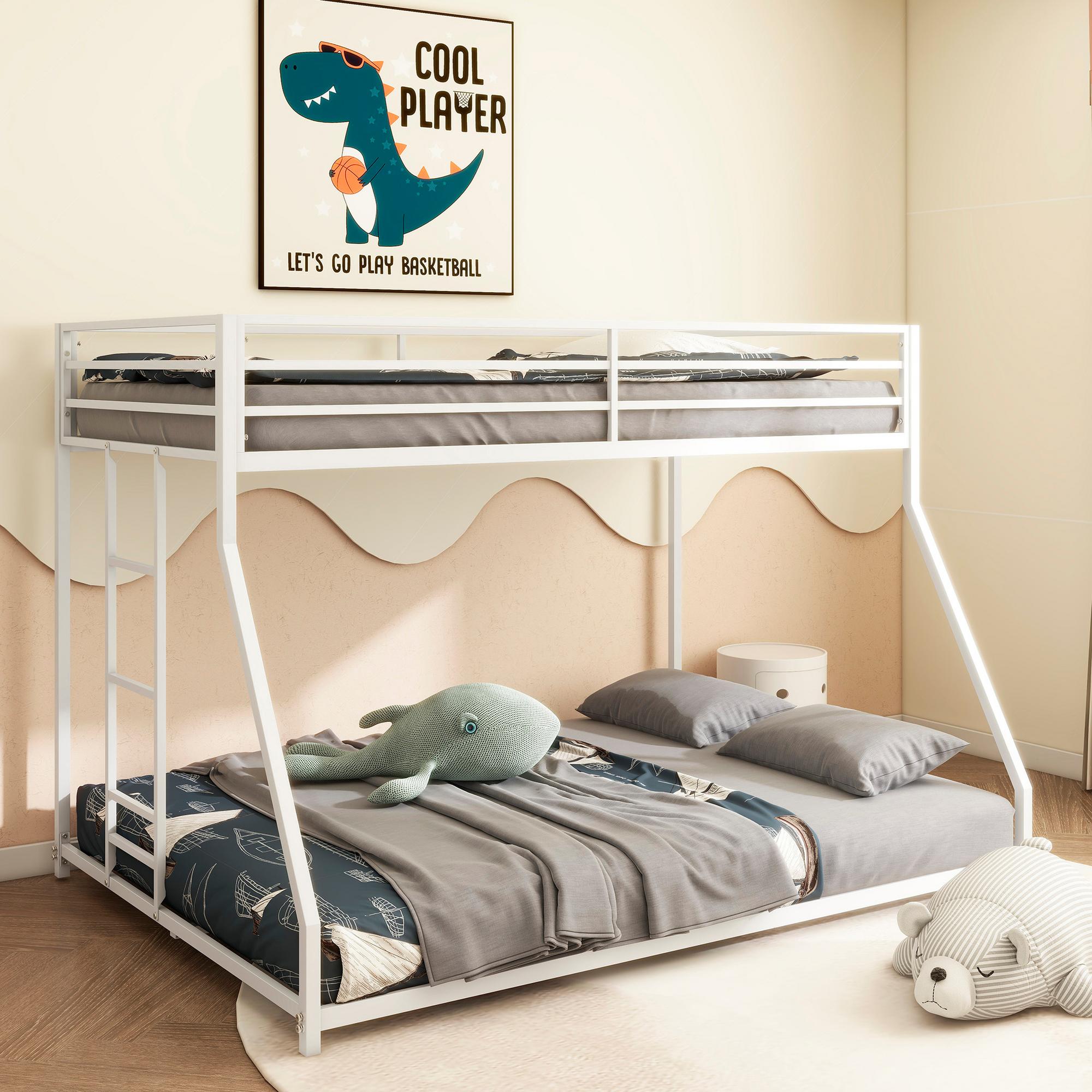 Twin/Full Leo Metal Bunk Bed - White