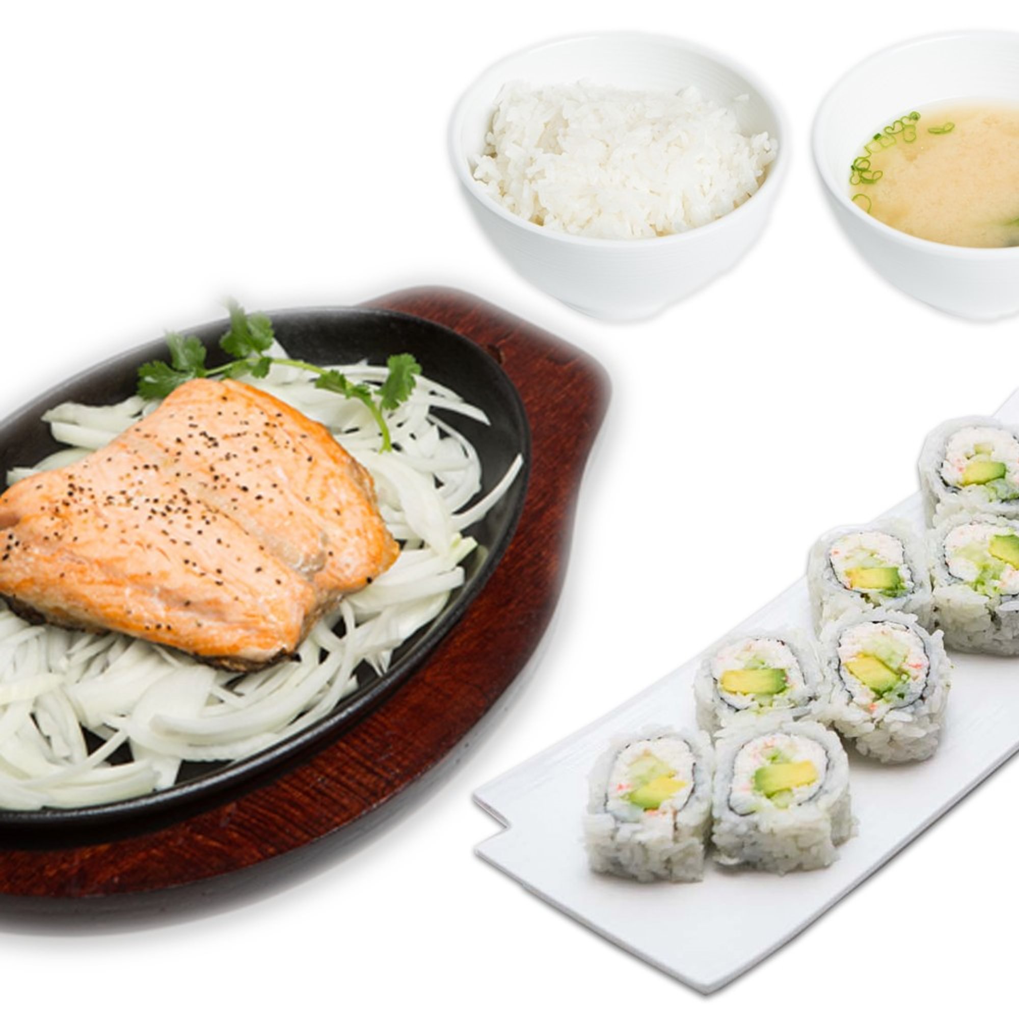 Salmon Teriyaki & CA Roll