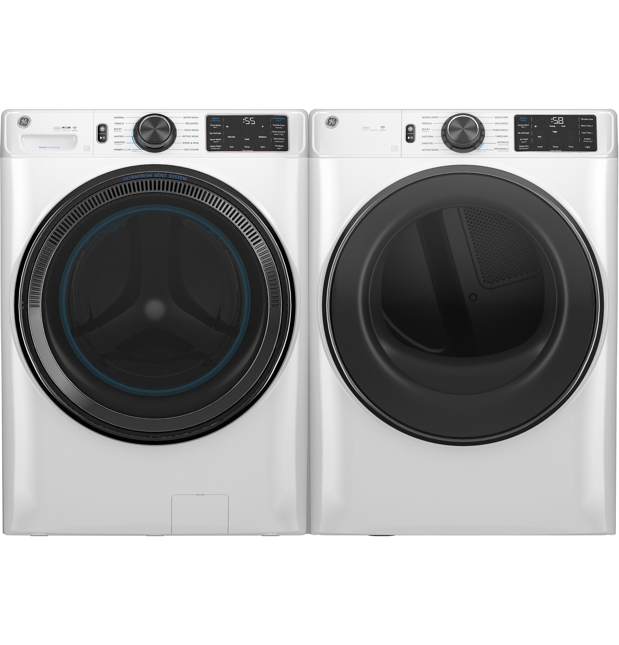 Front Load Steam Washer with Electric Dryer - White
