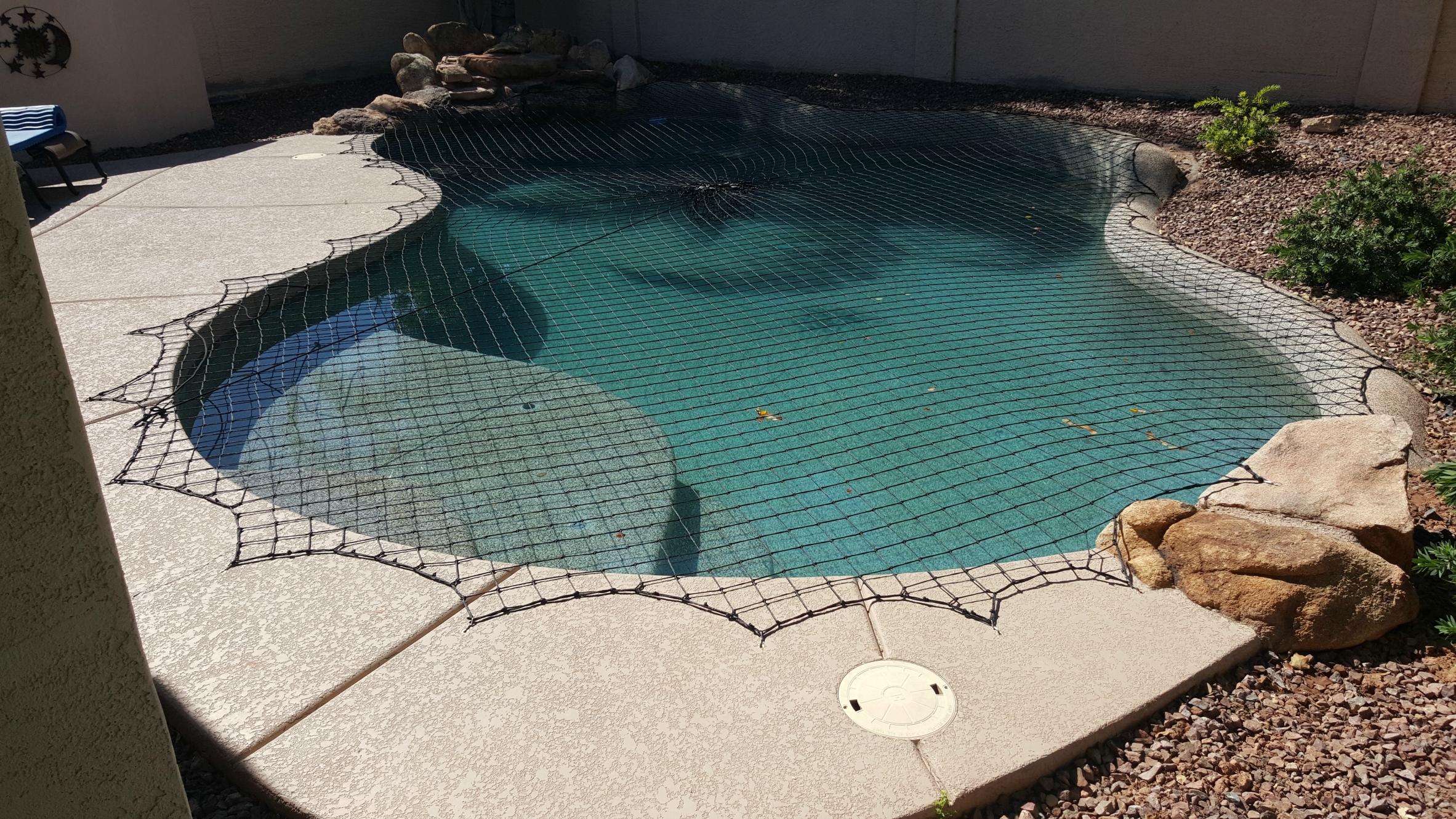 Katchakid swimming pool safety nets are removable by one person in under 5 minutes on the average pool.