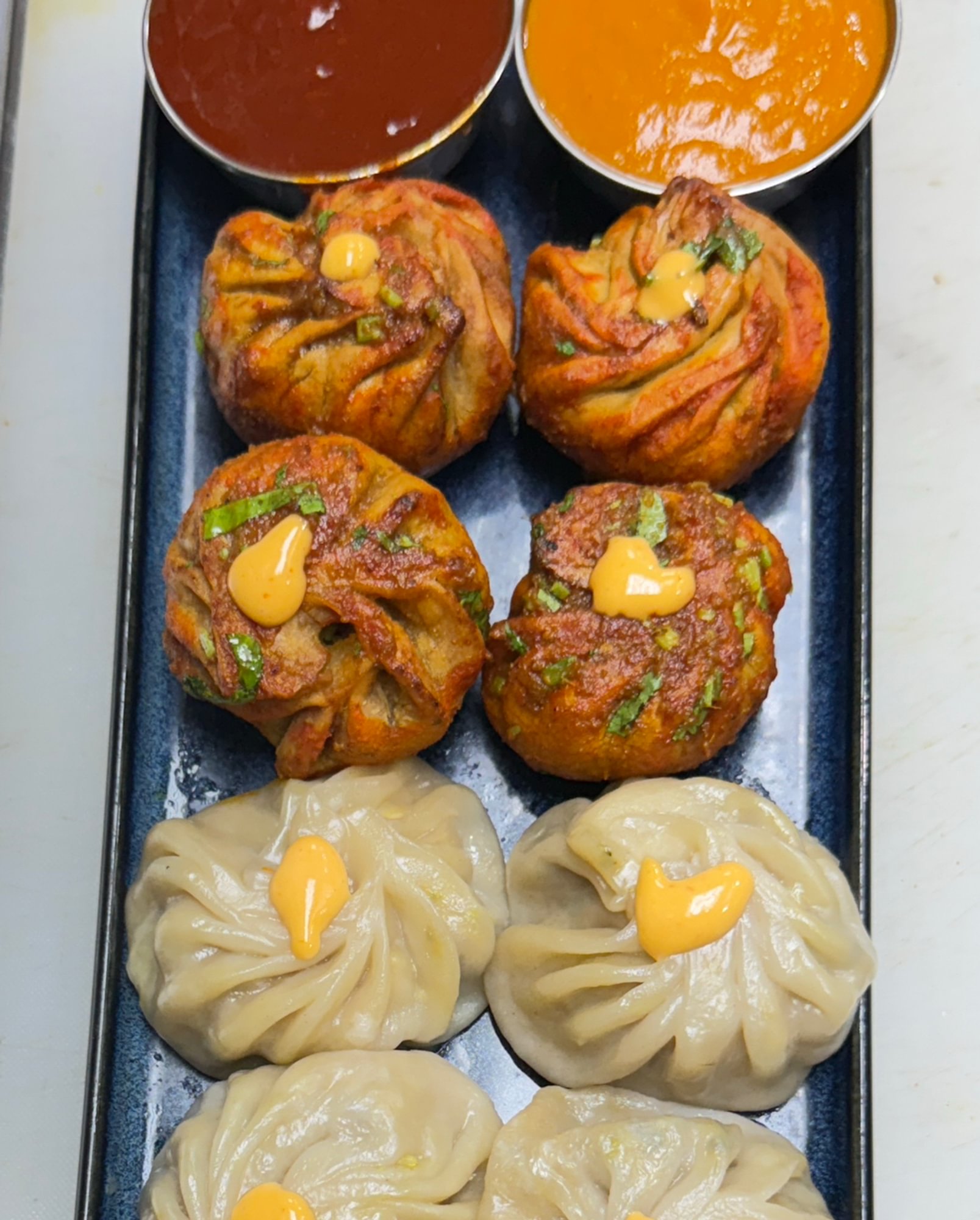 Veg. Momo Platter (4 steam- 4 Tandoori - 4 Fried)