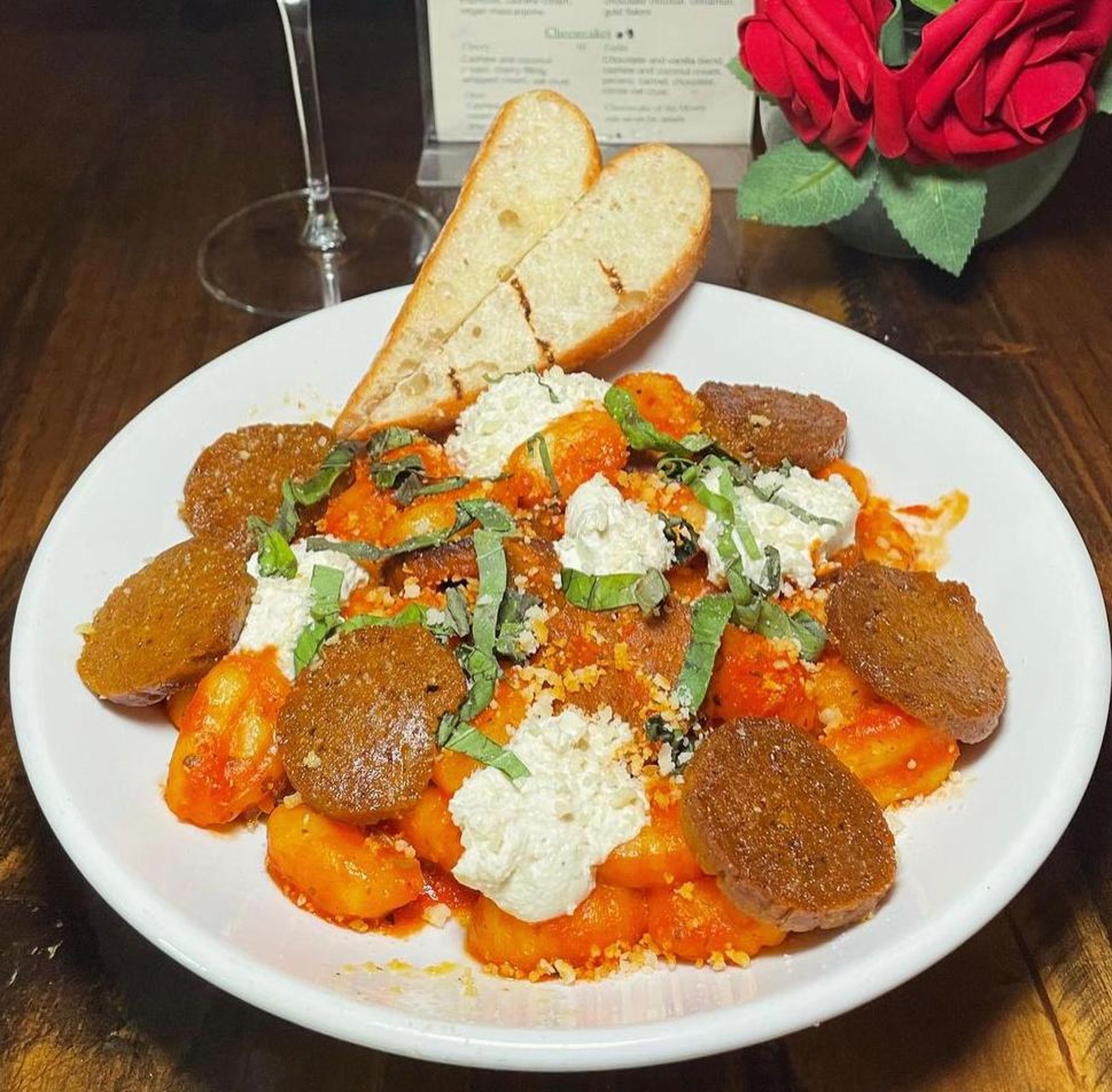 Gnocchi with tomato cream sauce and spicy sausage