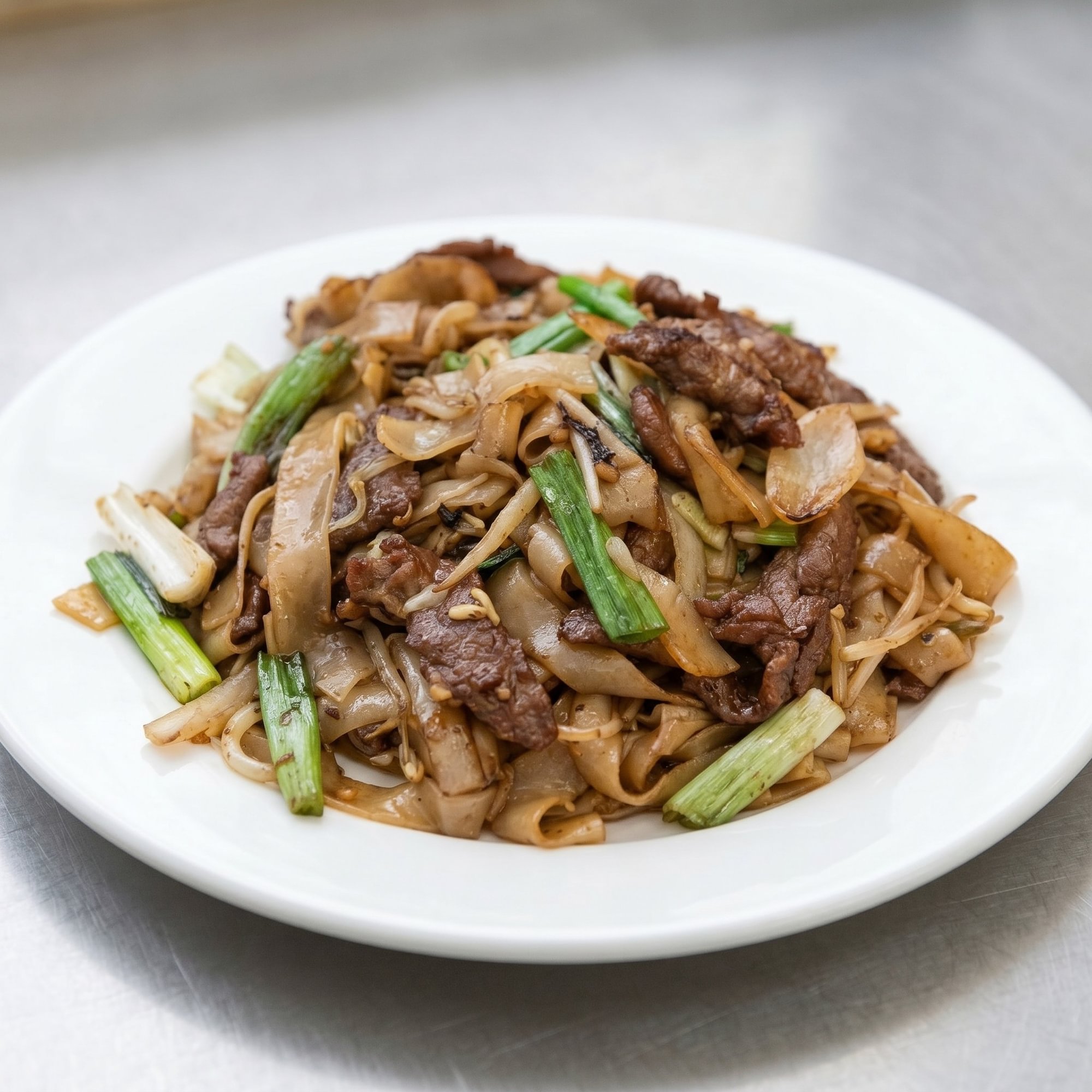 Beef Chow Fun with Flat Rice Noodles Szechwan Style