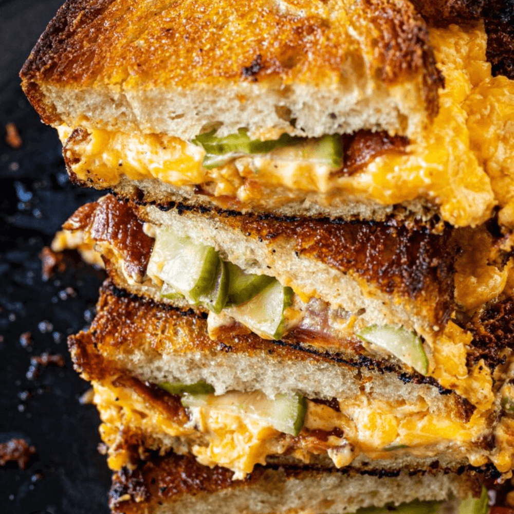 Grilled cheese with bacon sandwich