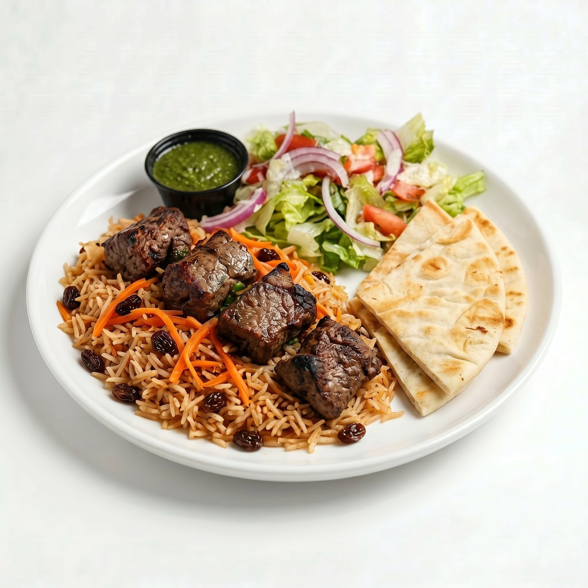 Qabuli Palow with Beef Kabob