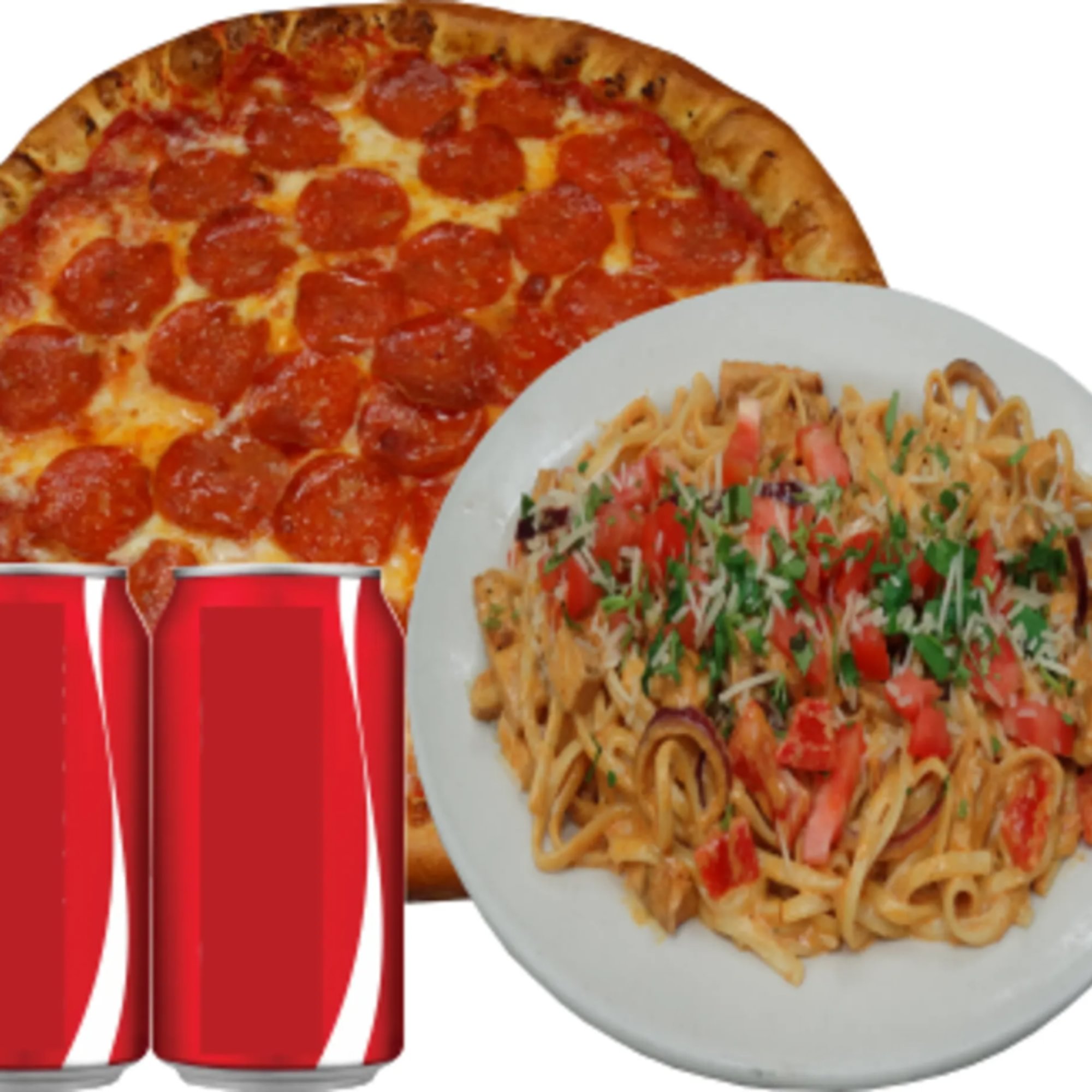 #4 One Medium Cheese Pizza, One Pasta, & 2 Cans of Soda