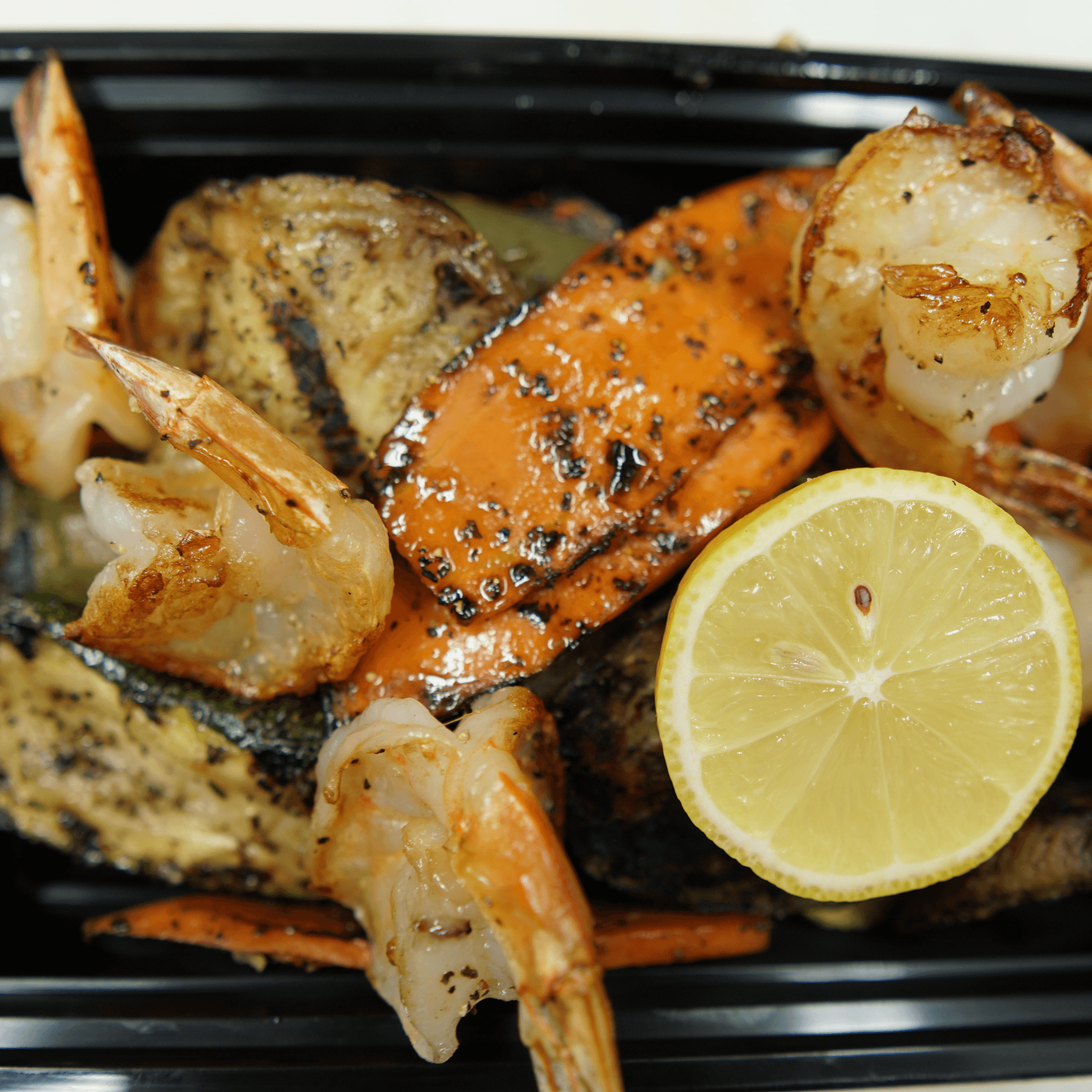 Grilled Shrimp Over Grilled Vegetables