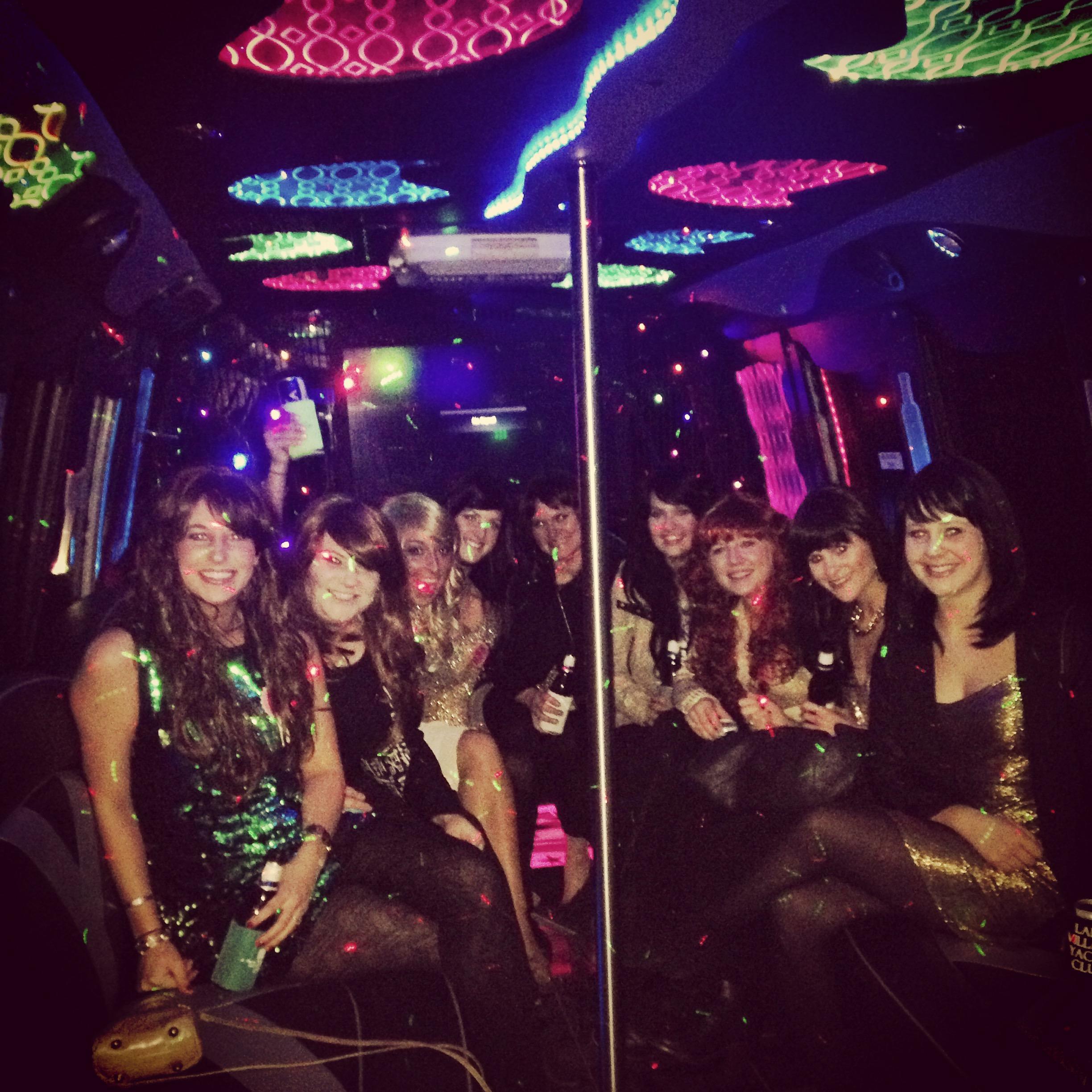 Great group of girls celebrating on the Party Bus!