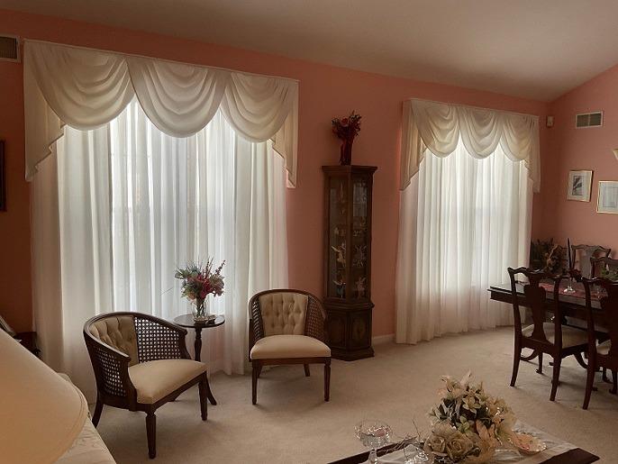 We love transforming windows with Draperies as they bring unmatched opulence into the room. These white Drapes look exquisite in this living space in Phillipsburg, New Jersey.  BudgetBlindsPhillipsburg  CustomDraperies  FreeConsultation  WindowWednesday