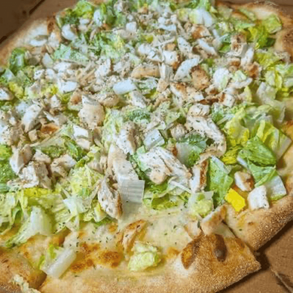 Caesar Salad Pizza with Grilled Chicken
