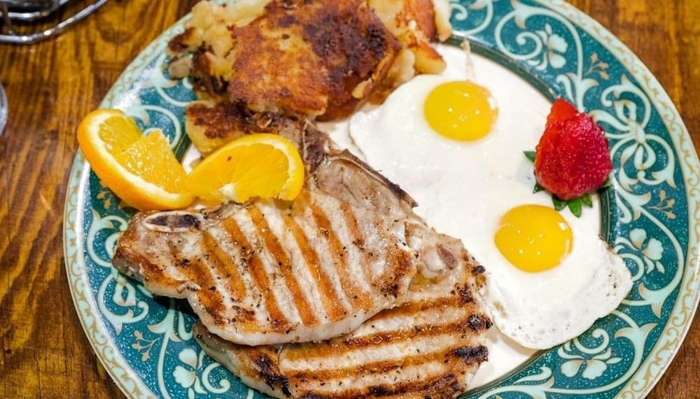 2 Eggs with Center Cut Pork Chops