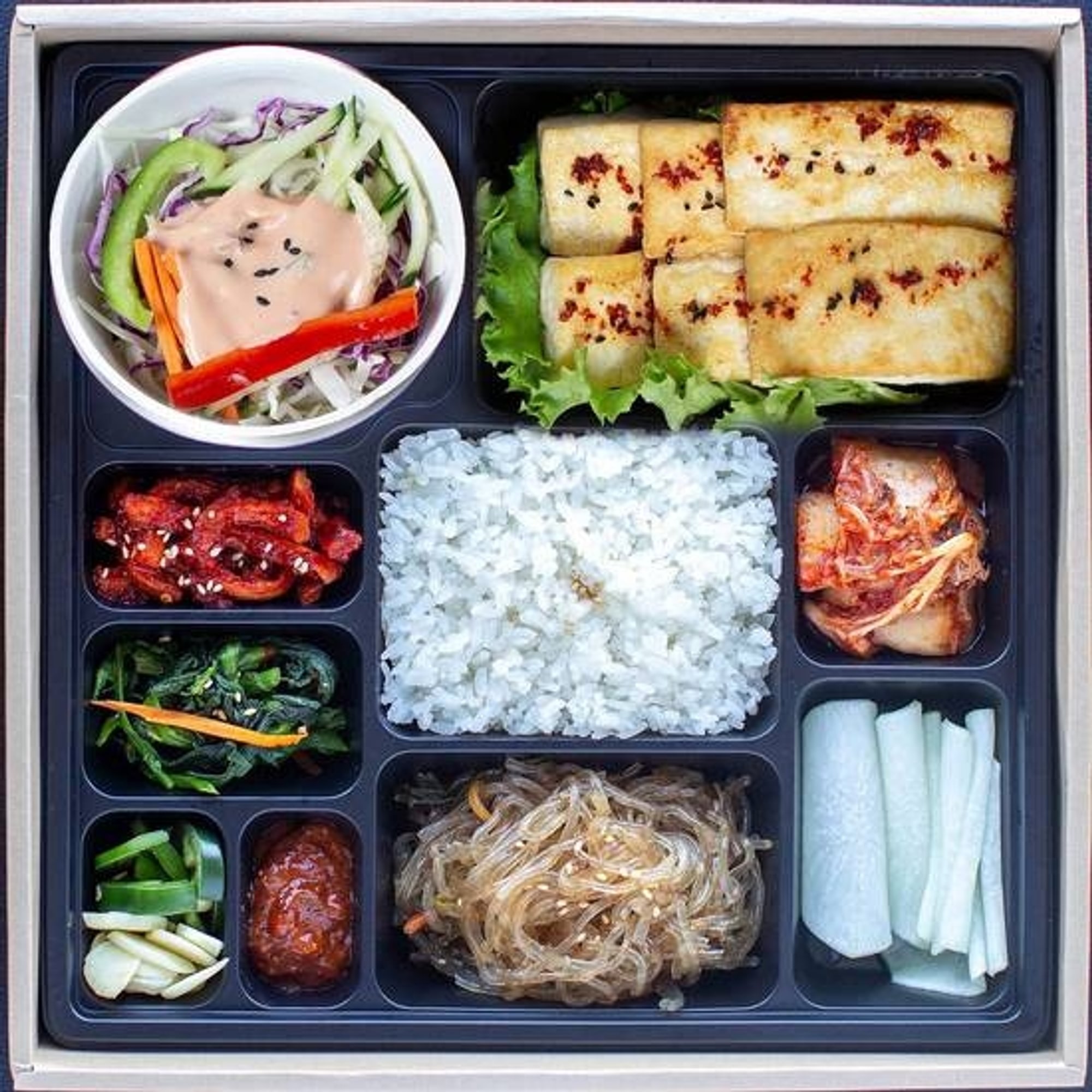 Premium pan fried tofu vegetable dosirak/ 프리미엄 부침두부 도시락