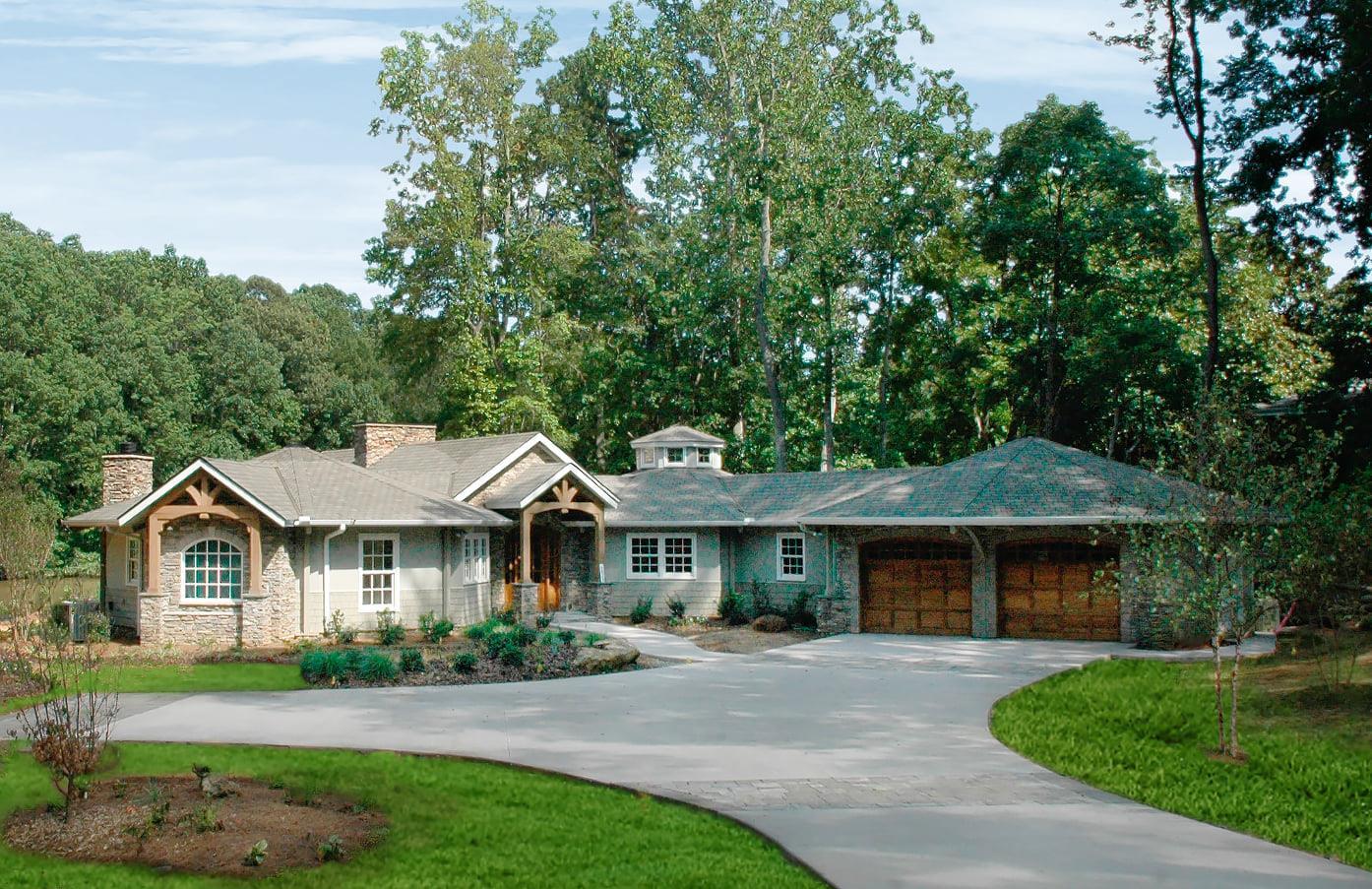 Featuring beautiful roughhewn timber accents and vaulted ceilings throughout, this three bedroom, two bath craftsman style home is a great example of Topsider's Signature Design Collection.