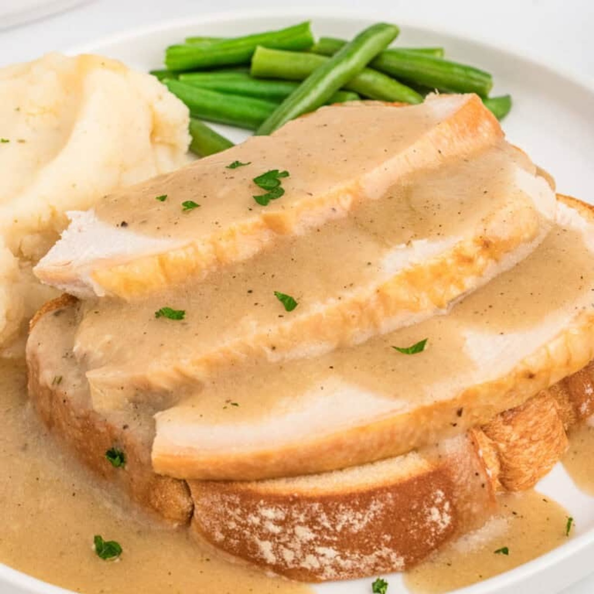 Open Face Turkey on Bread with Gravy