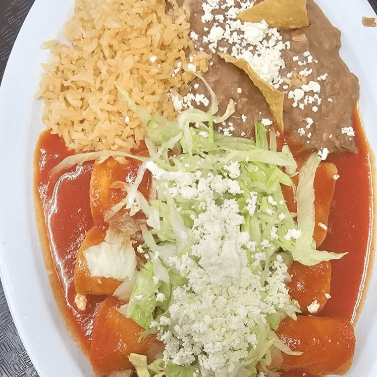 Plate-3 Enchiladas Rojas De Carne
