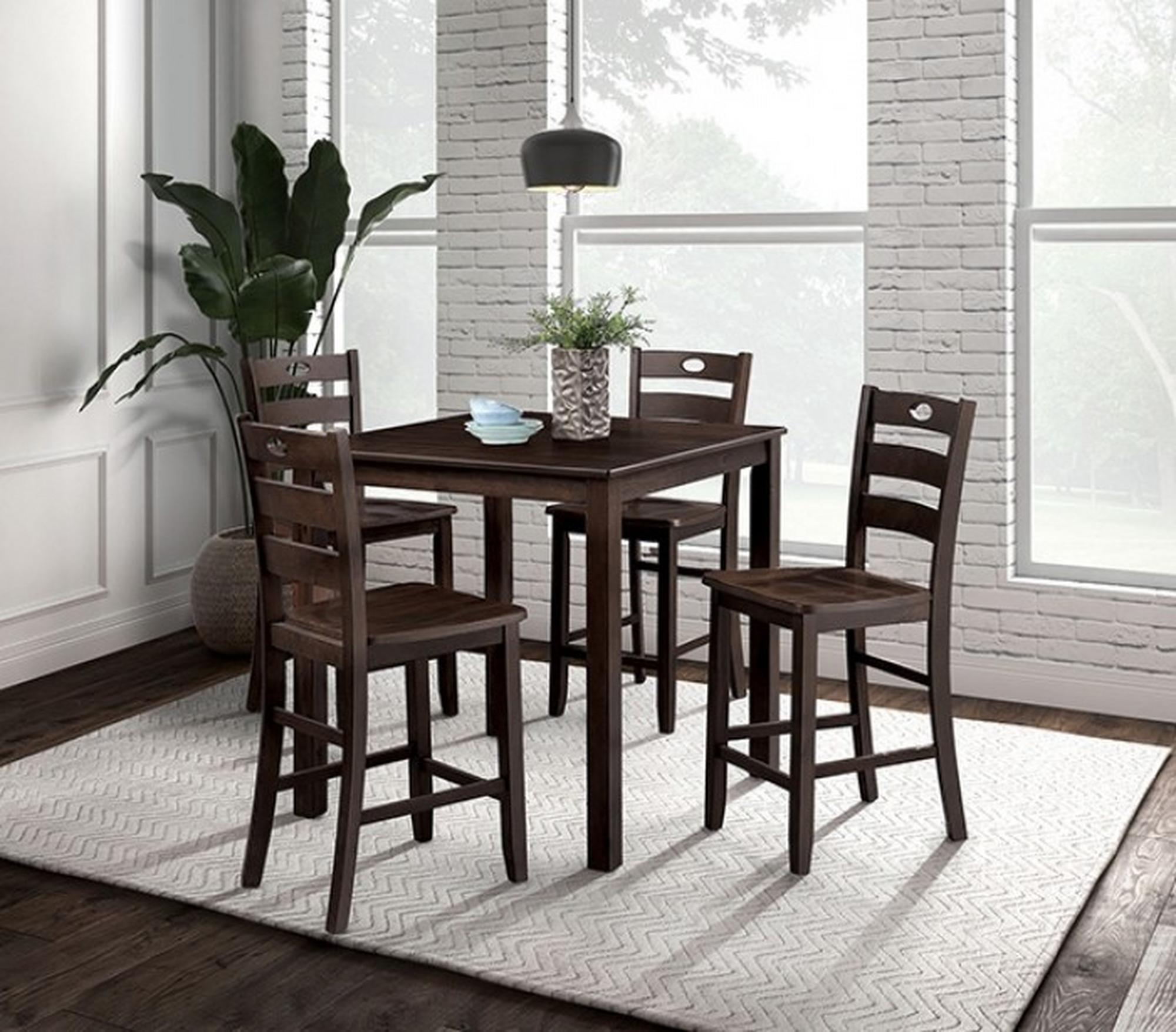 Lubbock Counter Height Dining Set w/ Table & 4 Chairs - Espresso
