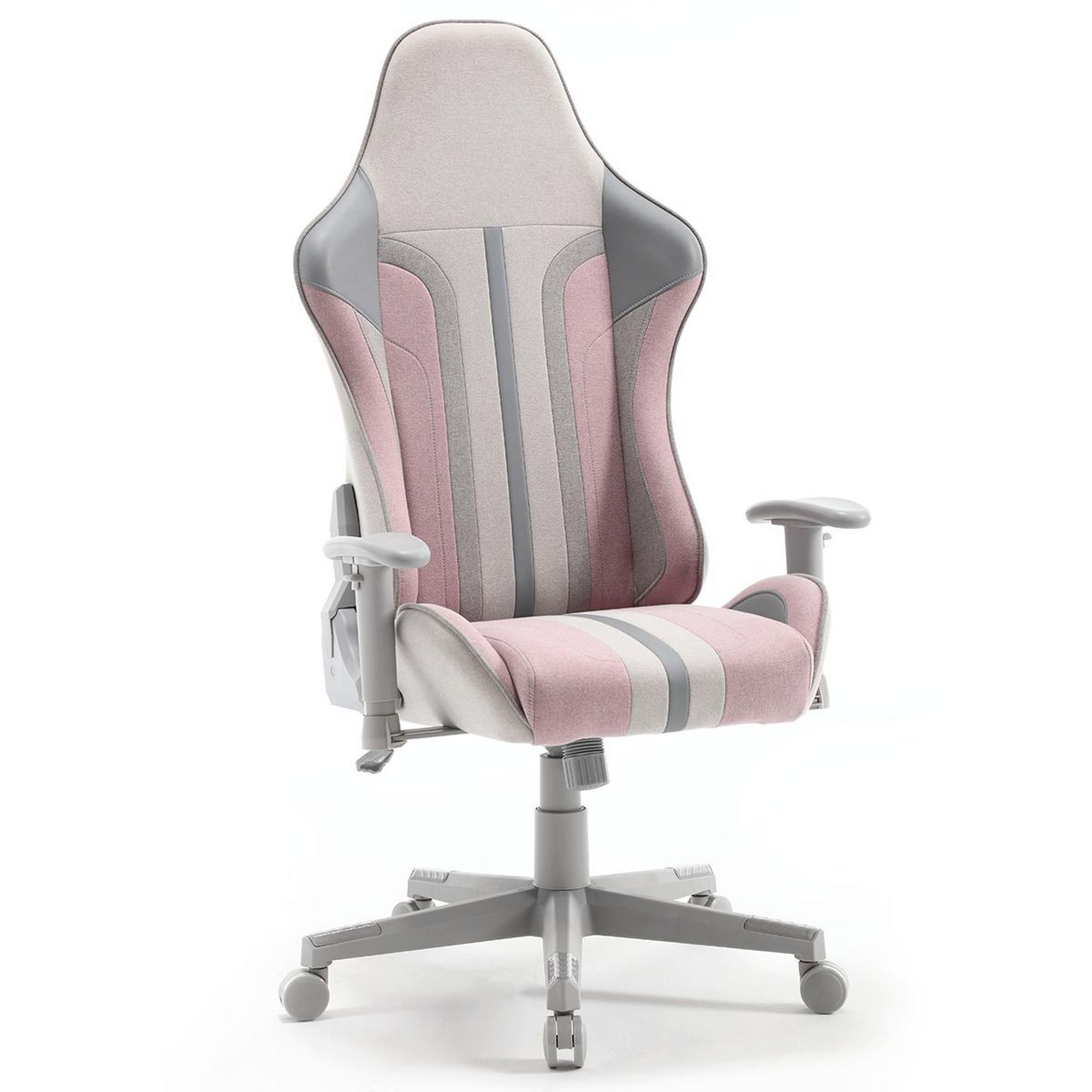 Mysa PC Gaming Chair Gray & Pink w/ Gray Base
