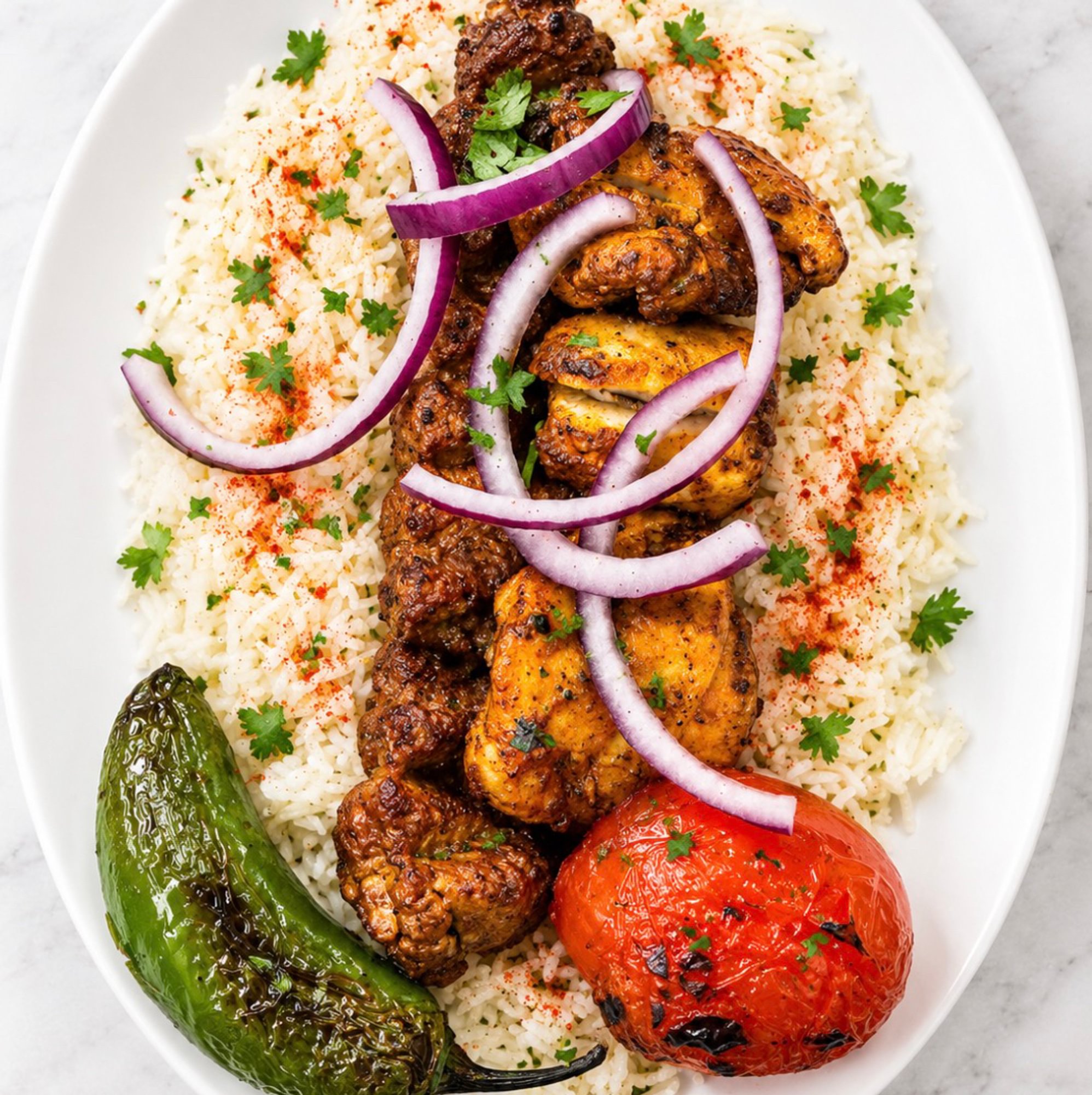 Beef lula chicken thigh plate