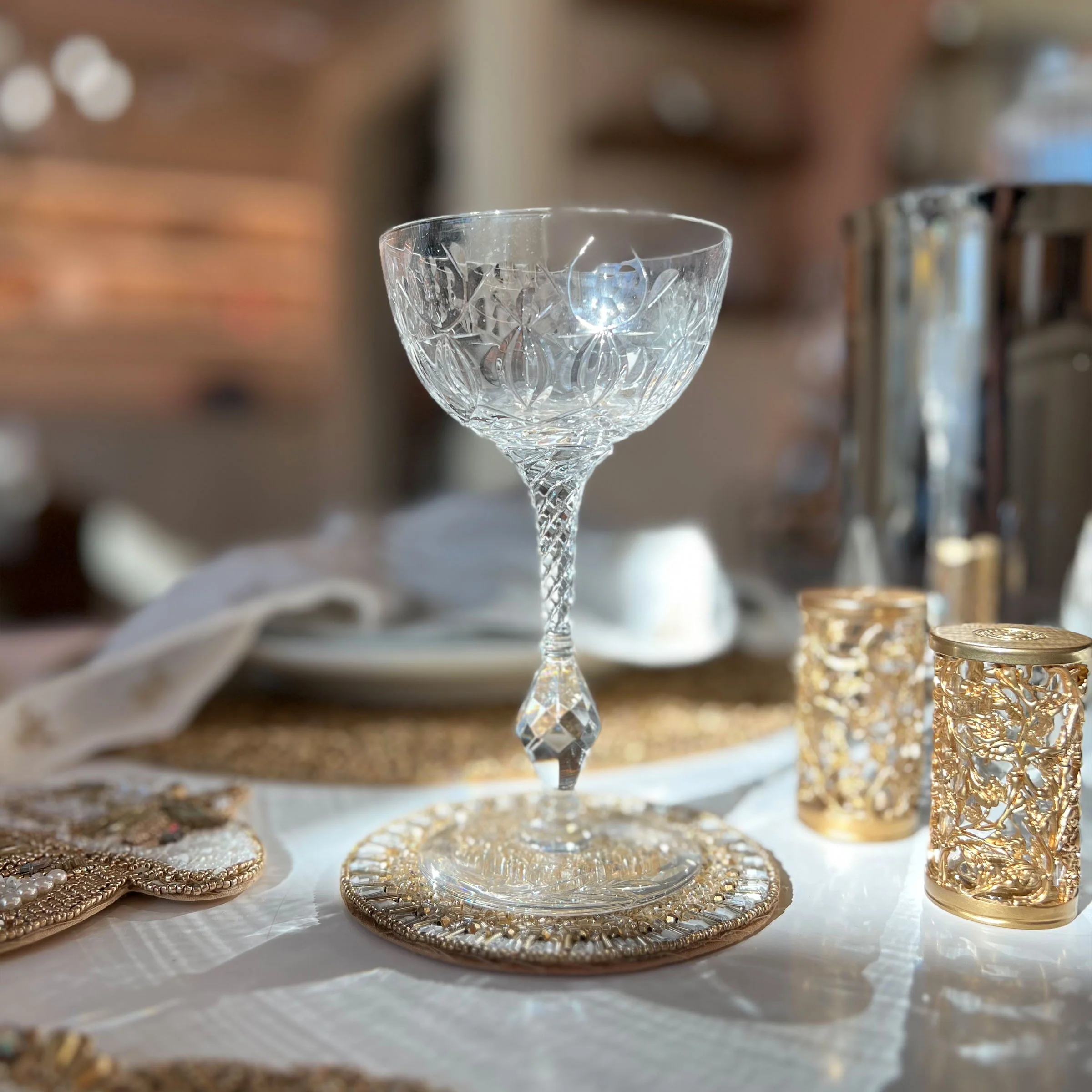 Vintage Rock Sharpe Crystal Champagne Coupes - Set of 6